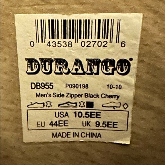 NEE DURANGO NEW Men’s  BLK Cherry Boots 10.5EE Wide foot fit - Picture 13 of 13